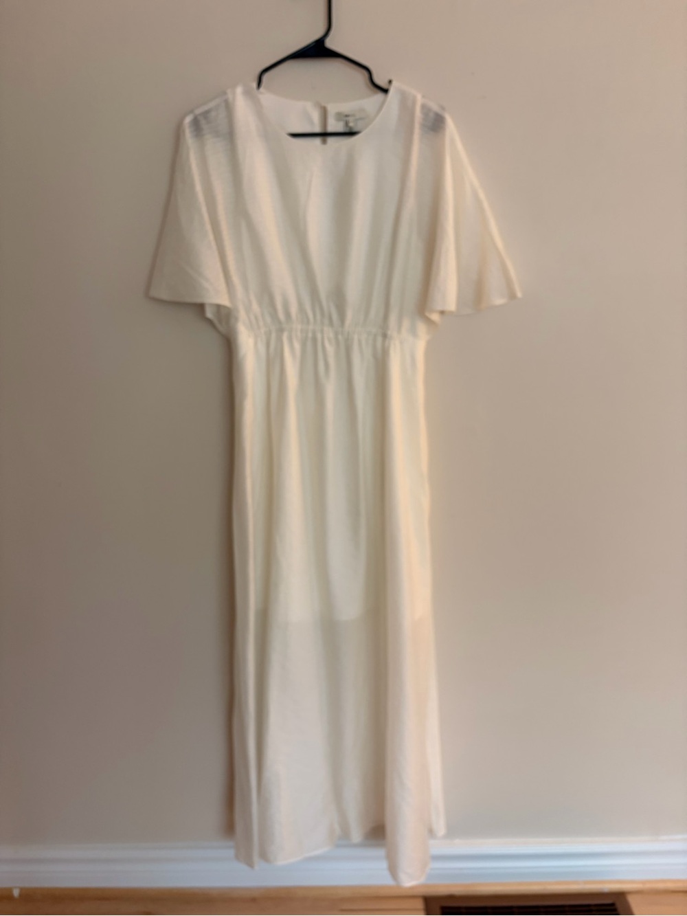 RW&CO. Cream Maxi Dress with Flutter Sleeves
